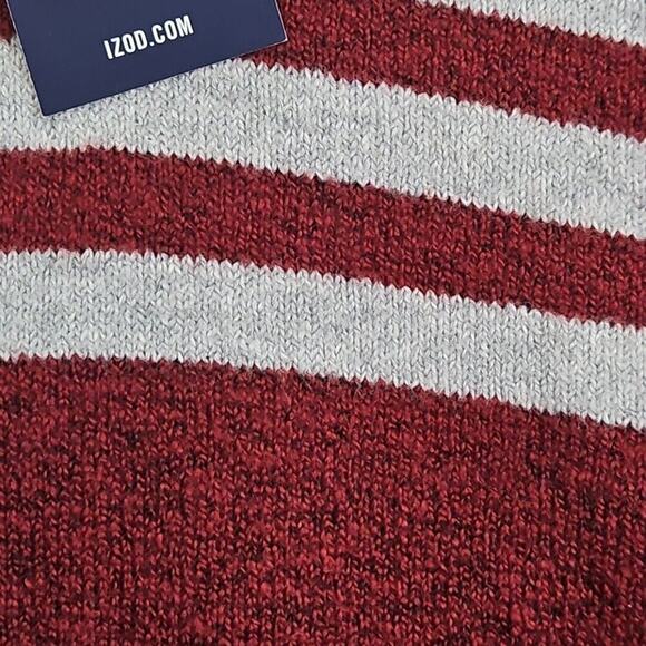 Izod Sweater Men's 4X Big & Tall Red & Grey 1/4 Zip Long Sleeve NWT Quiet Luxury - Picture 7 of 16